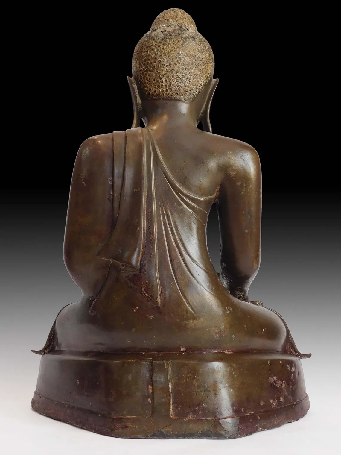 19th Century Earth Witness Myanmar Mandalay Antique Bronze Buddha 18in H 曼德勒大佛