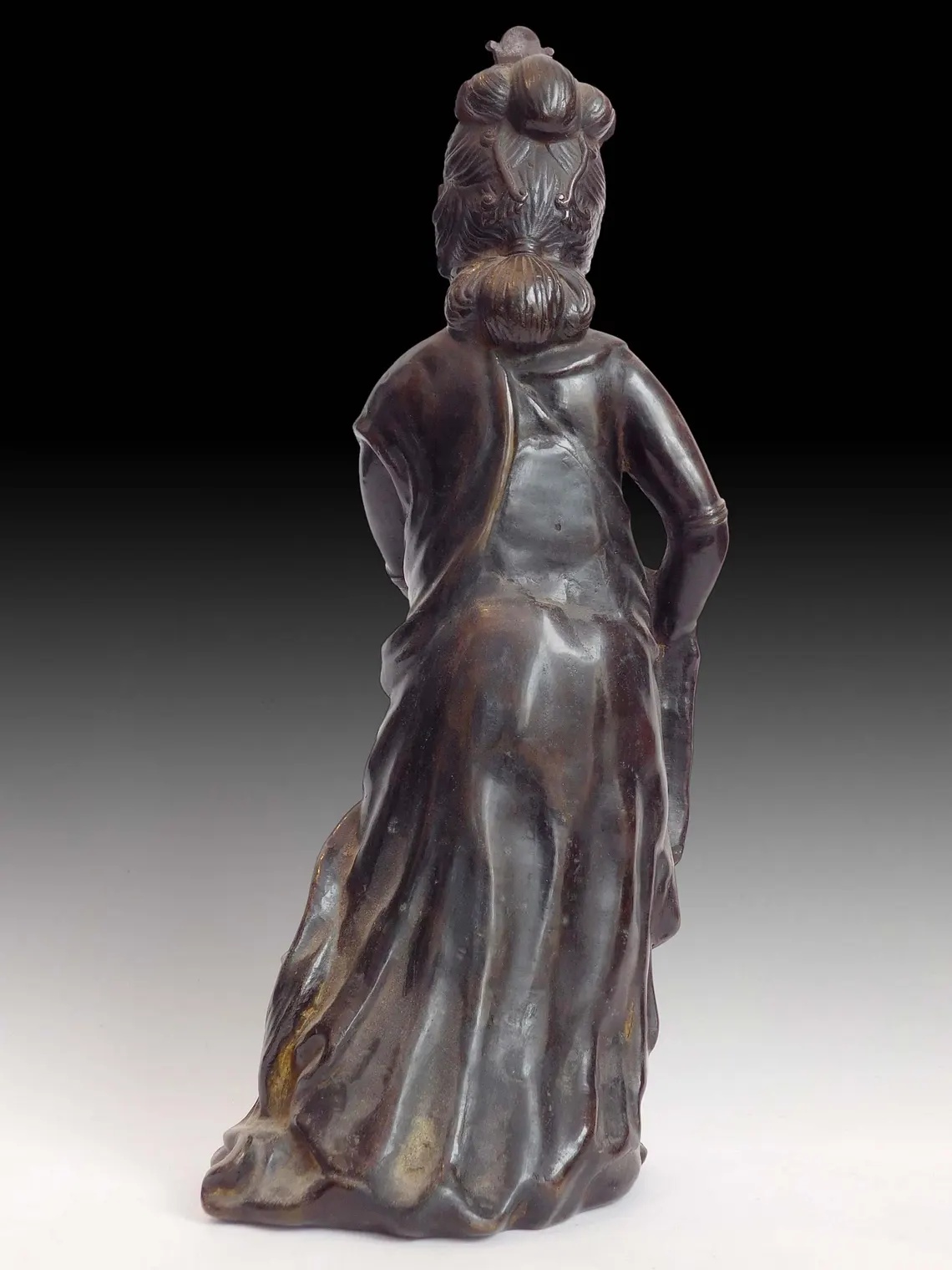 Vintage Japanese Bronze Kannon Bosatsu Kakei Reign Seal Guan Yin Buddha Statue 14 inch H 觀音菩薩