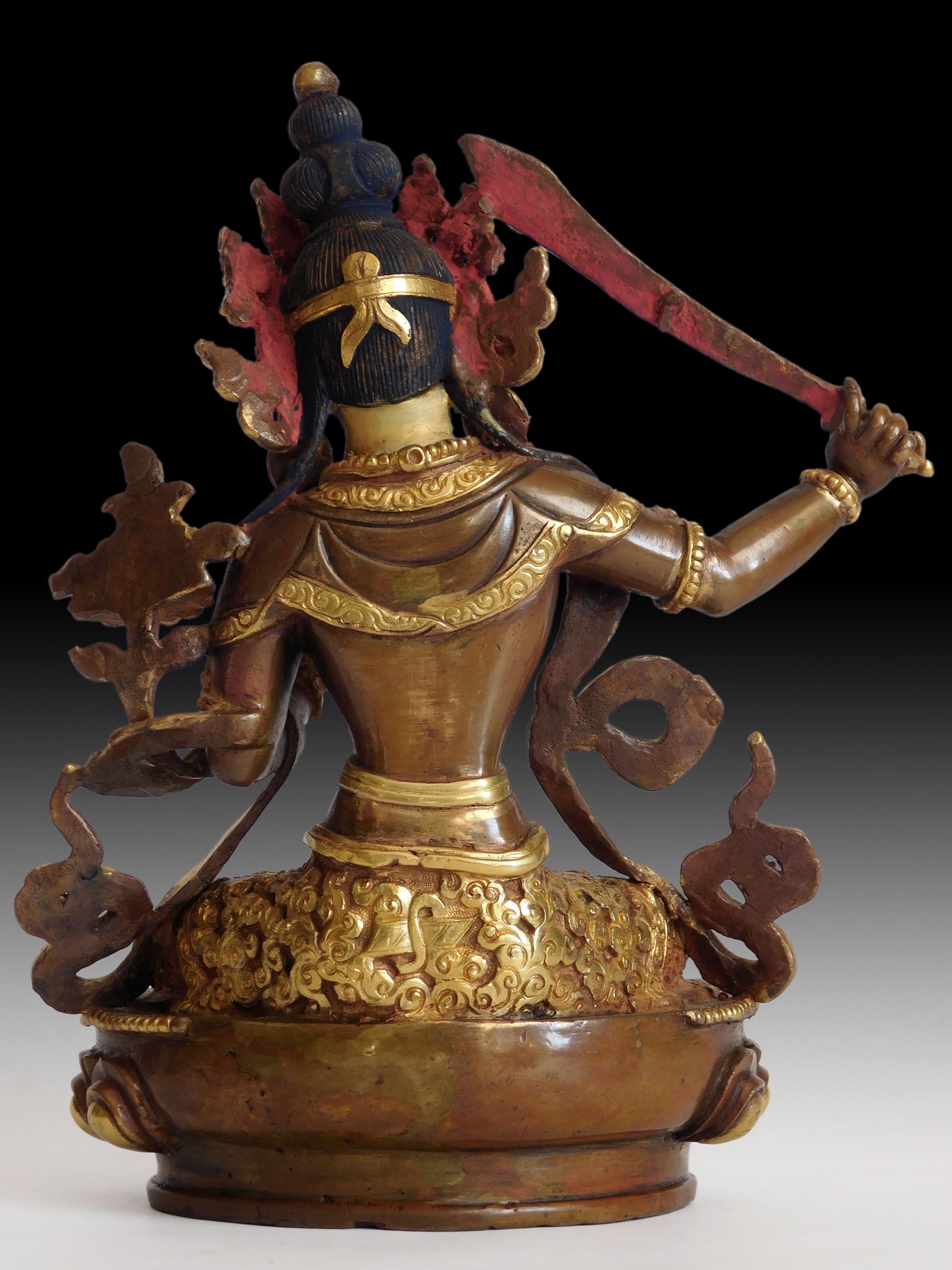 Antique Manjushri Polychrome Statue