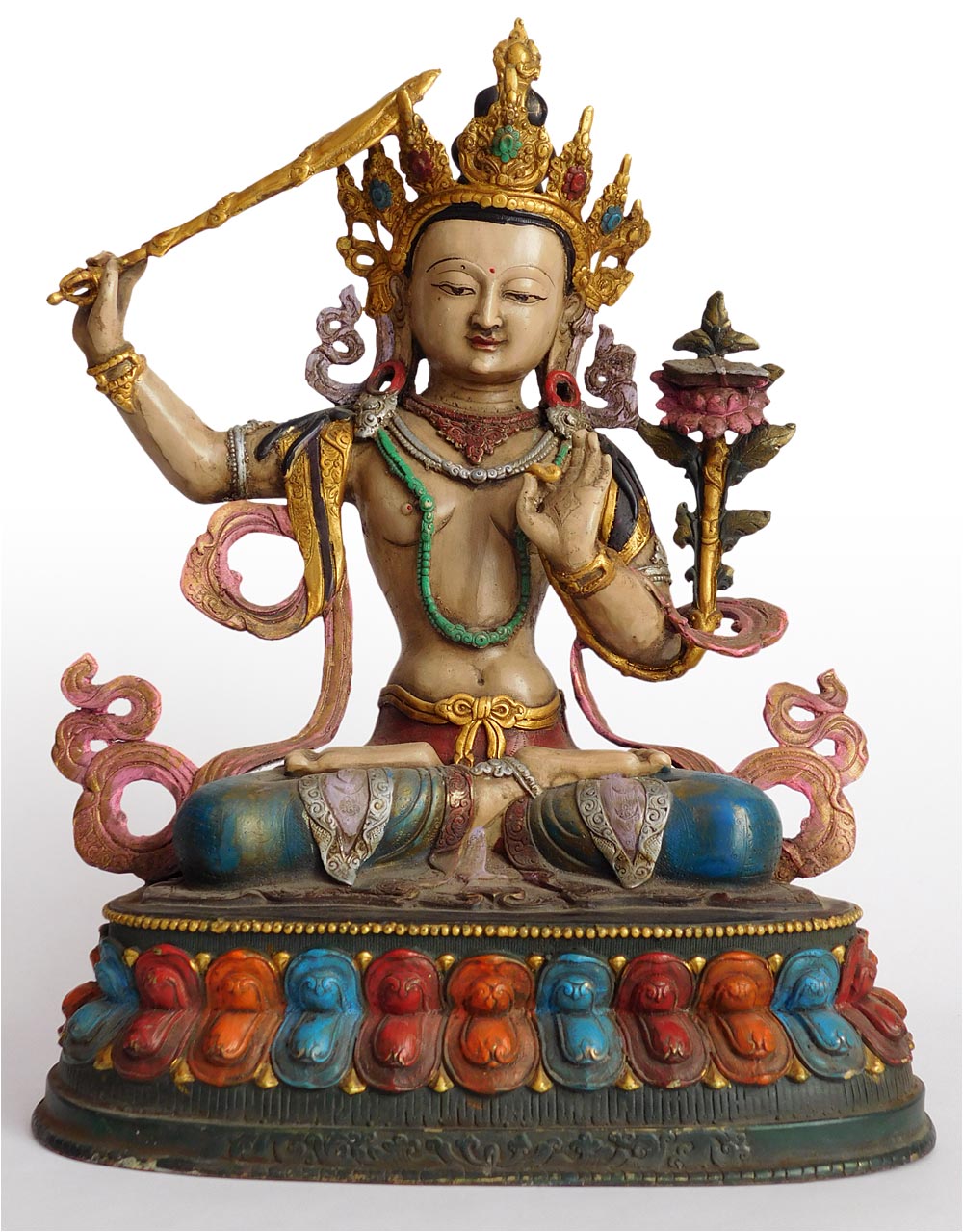Manjushri Polychrome Buddha Statue