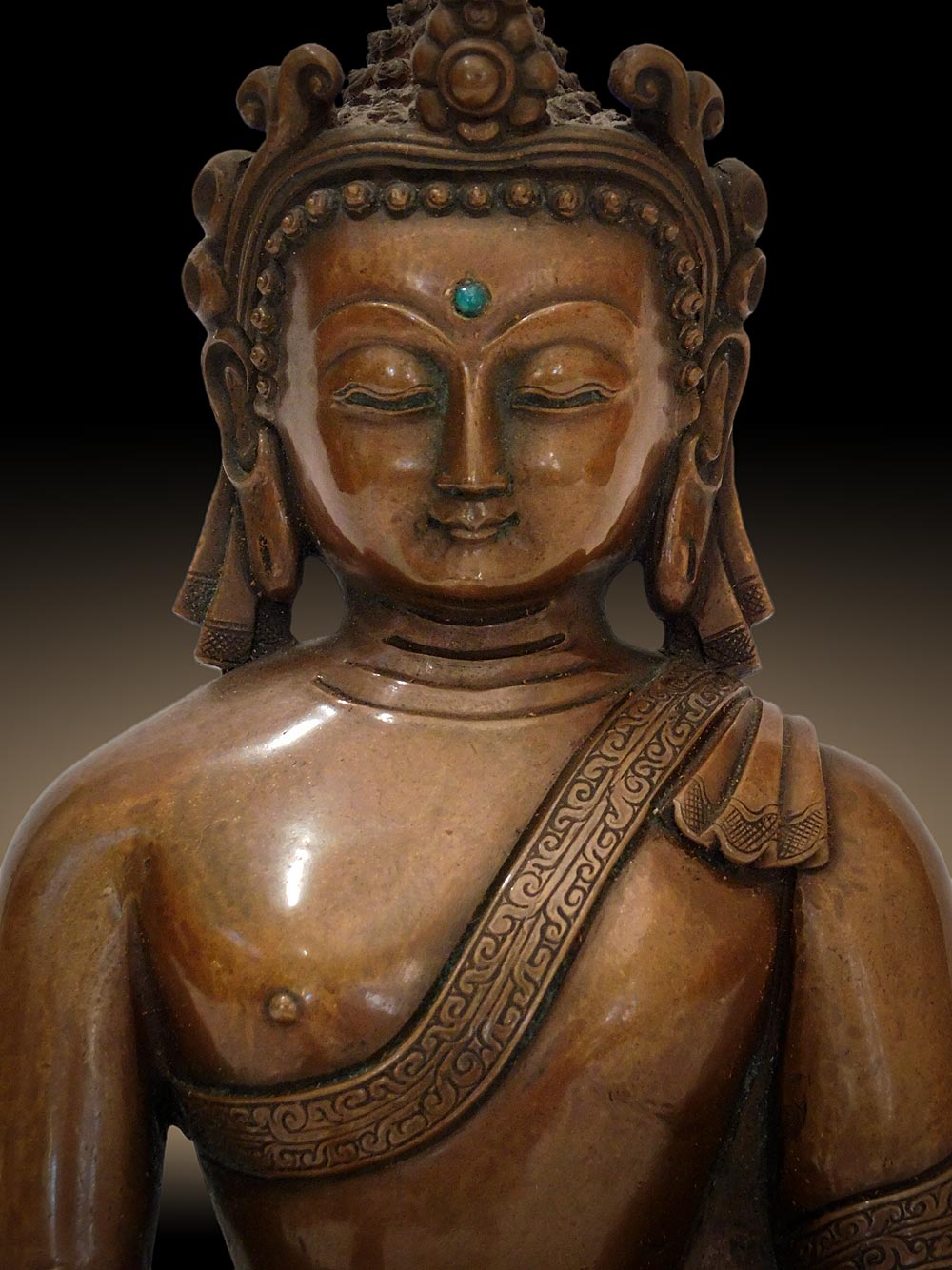 Antique Tibetan Solid Bronze Wisdom Buddha Statue