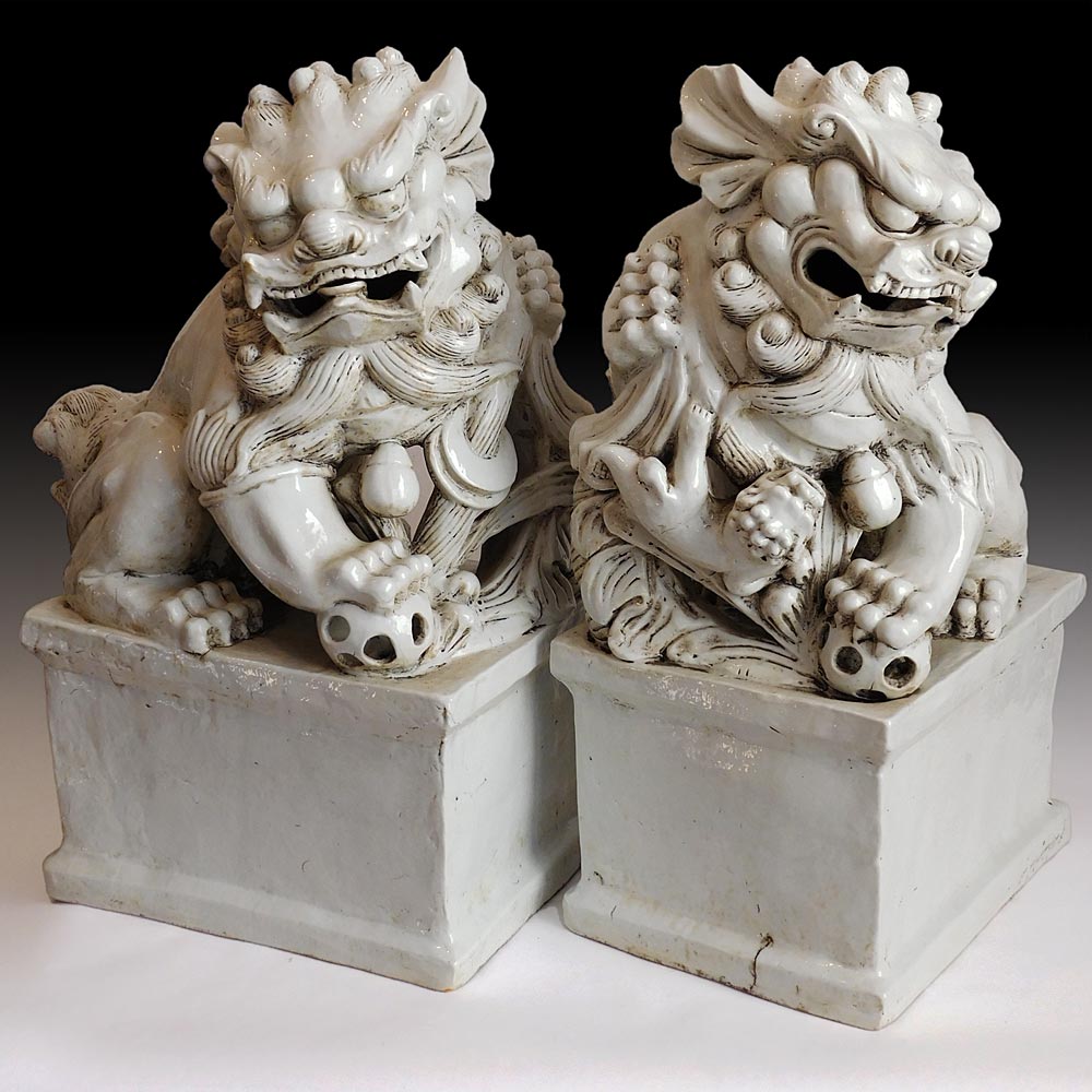 Blanc de Chine Foo Dog Lions Pair 