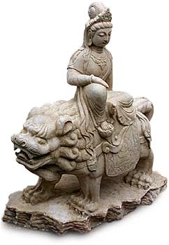 Marble Manjusri On Lion