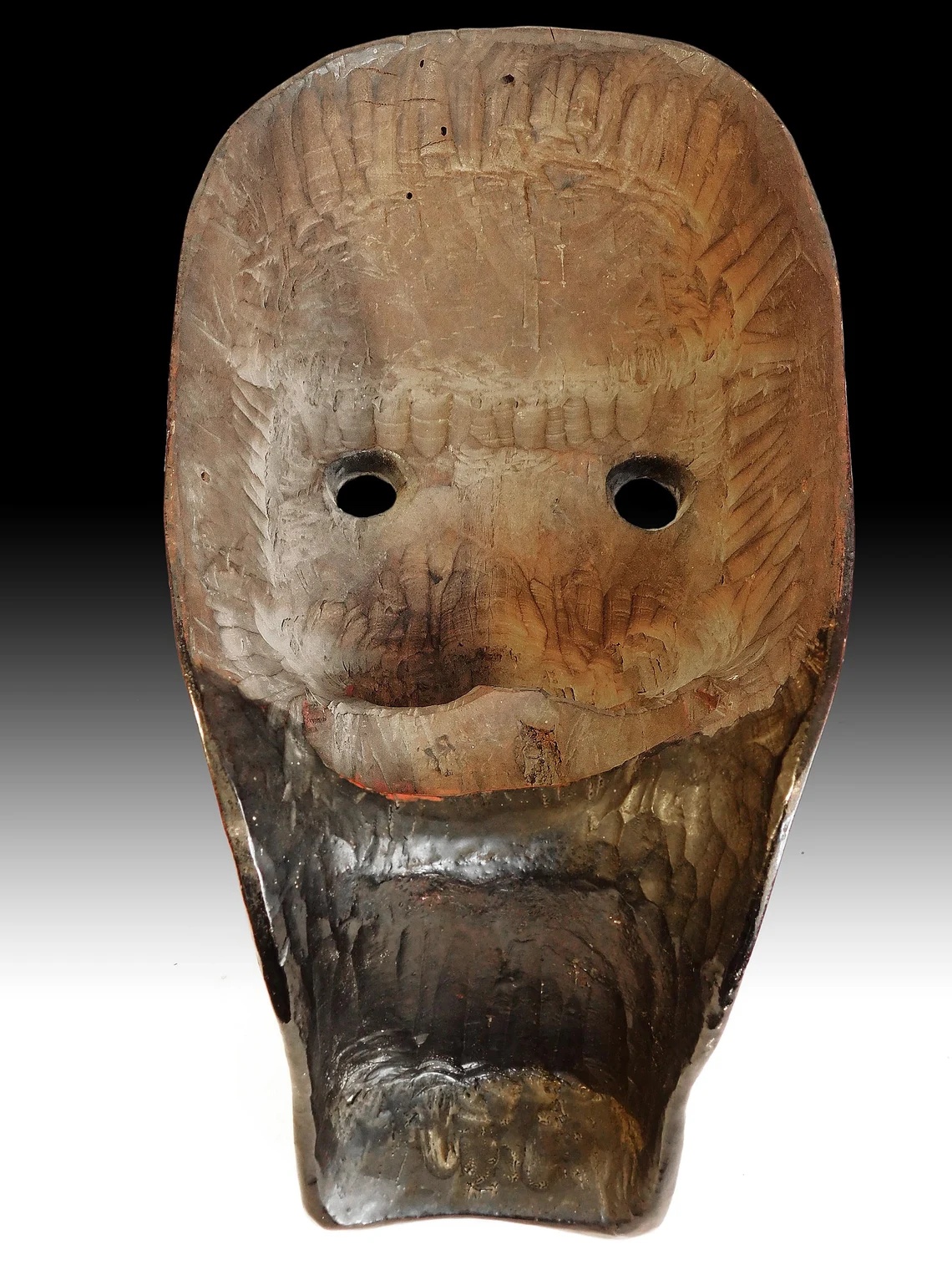 Antique Japanese Oni Demon Furyumen Mask