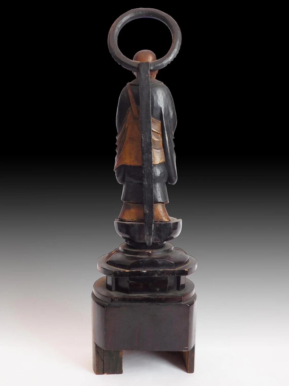 Antique Japanese Carved Jodo Shinshu Honen Shonin Buddha Statue 15 inch H 法然上人