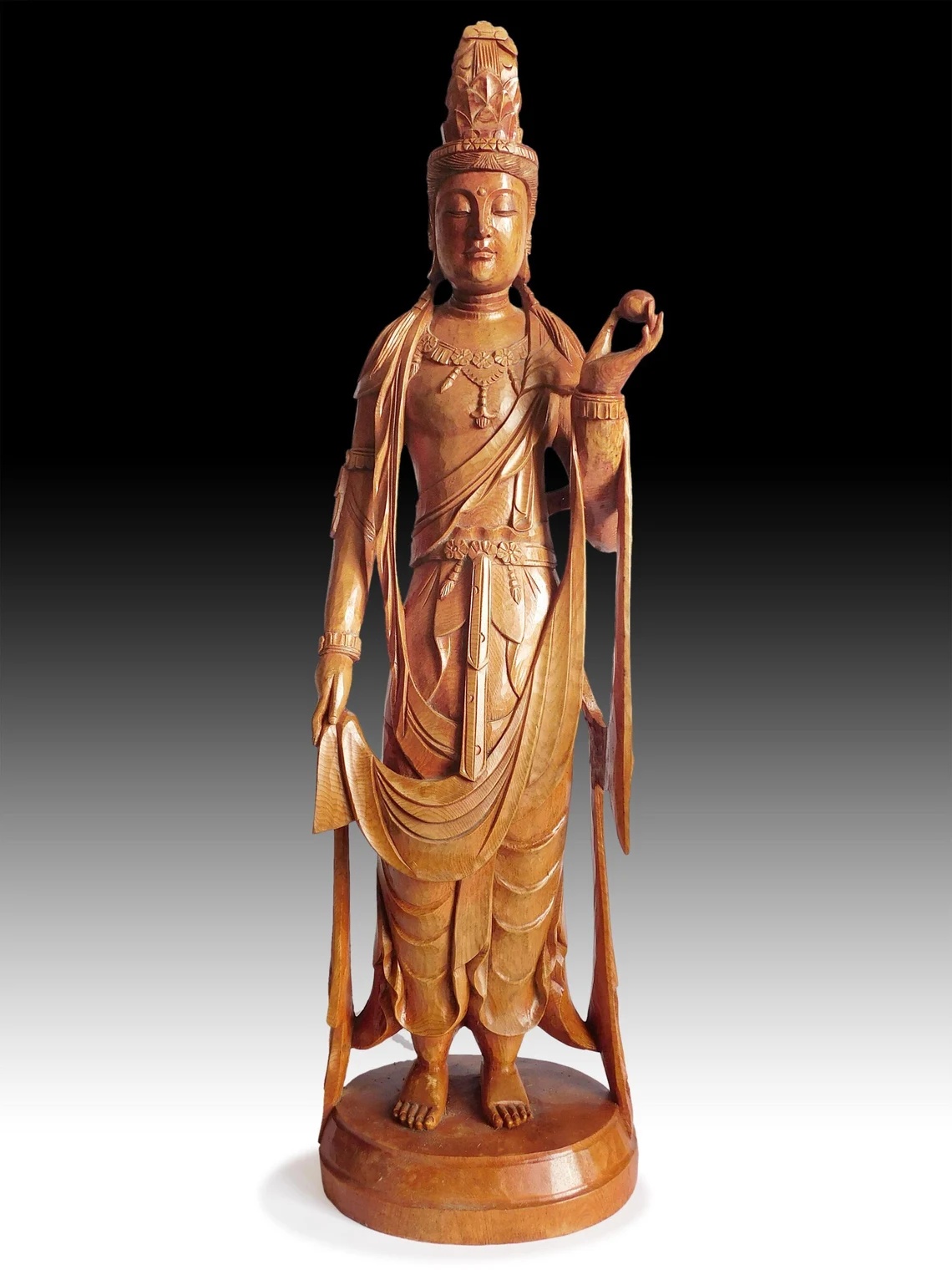 Kannon Bosatsu Hinoki Wood Buddha