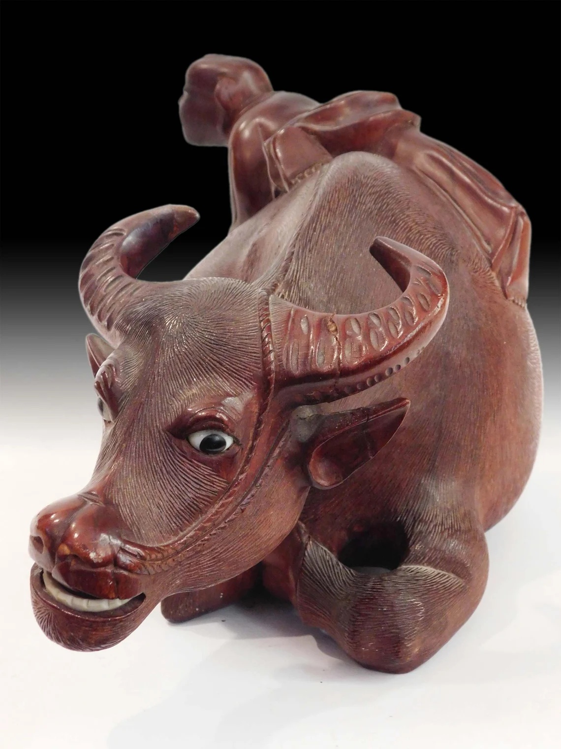 Boy Taming Ox Zen Rosewood Carving